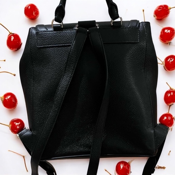 Kate Spade Black Leather Backpack with Cherry Design